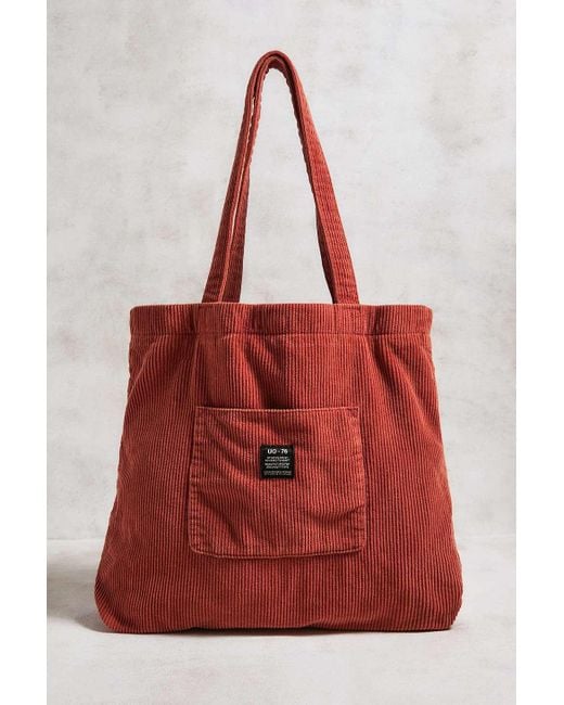 Urban Outfitters Red Uo Corduroy Pocket Oversized Tote Bag