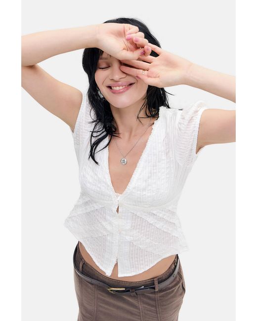 Kimchi Blue White Robyn Ruffle Blouse