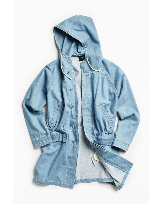Stussy Long Denim Parka Jacket in Blue for Men | Lyst