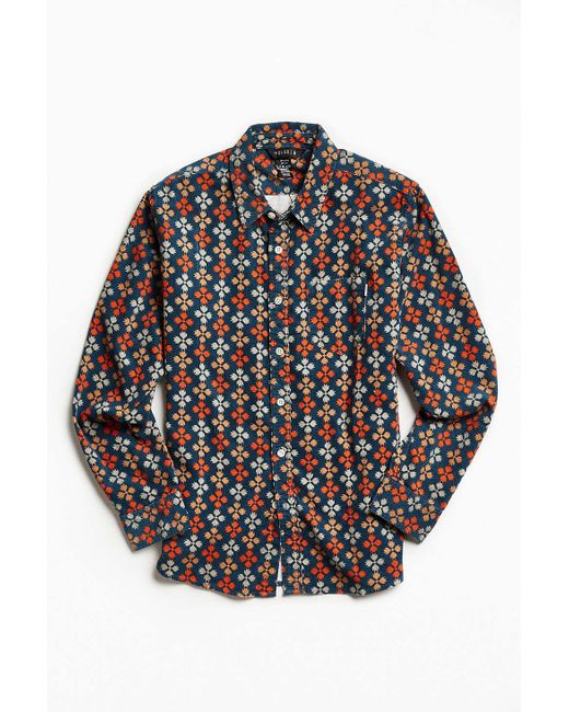 Poler Brown Bear Paw Print Corduroy Button-down Shirt for men