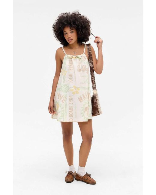 BDG White Eva Printed Mini Shift Dress
