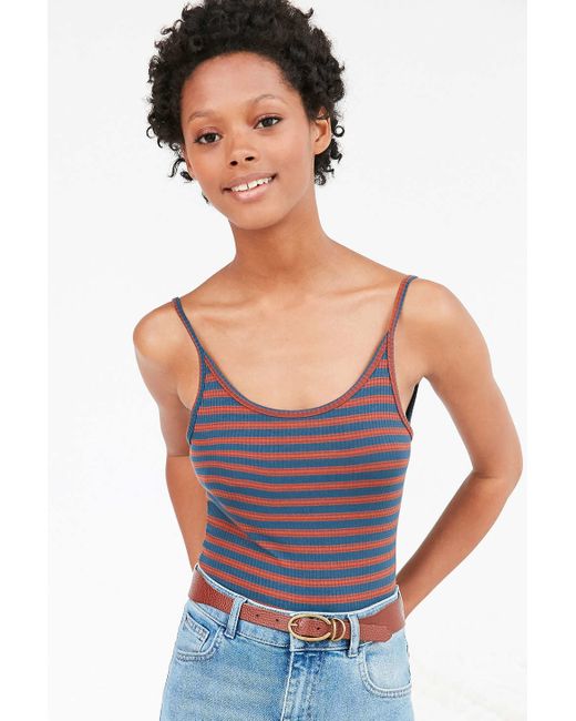 Out From Under Stripe Ribbed Bodysuit in Blue