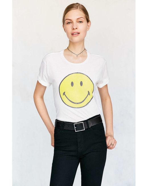 Urban Outfitters White Smiley Face Tee