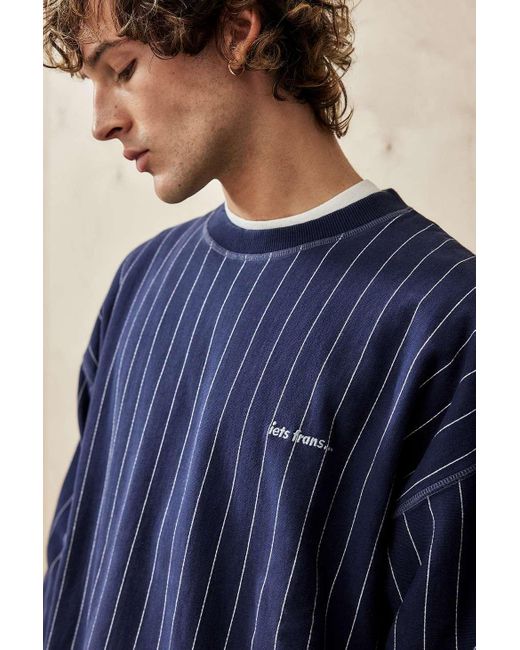 iets frans Blue Navy Pinstripe Sweatshirt for men