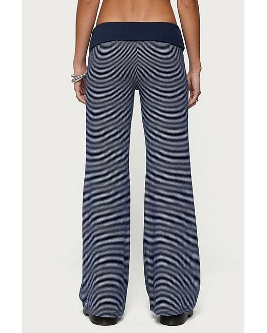 Edikted Blue Amarna Striped Fold Over Pants