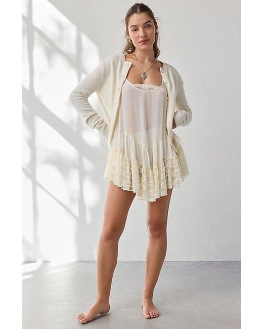 Out From Under River Ruffle Lace Trim Slip Dress in White | Lyst