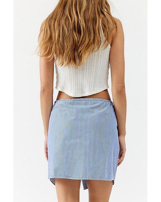 Urban Renewal Blue Remade Stripe Shirting Mini Skirt