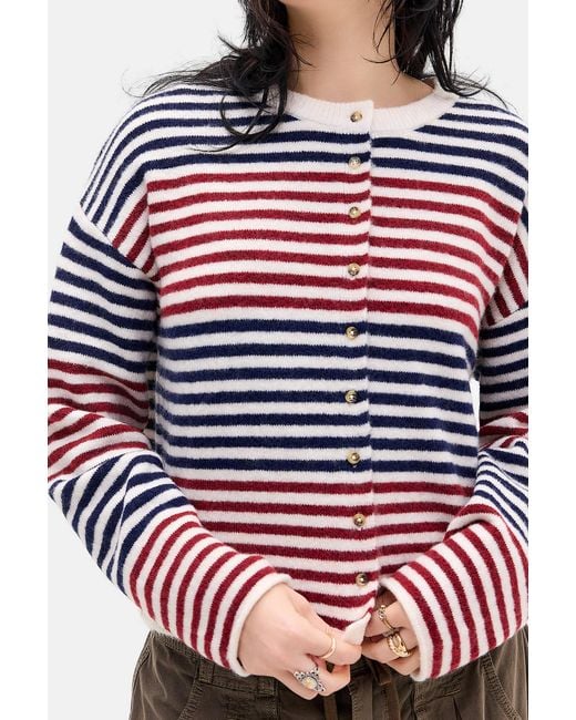 Urban Outfitters Red Uo Marlowe Crew Cardigan At