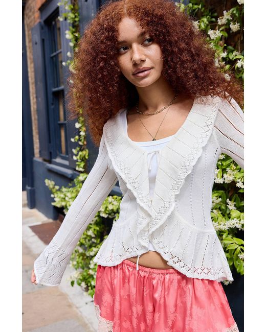 Kimchi Blue White Waterfall Tie Front Cardigan
