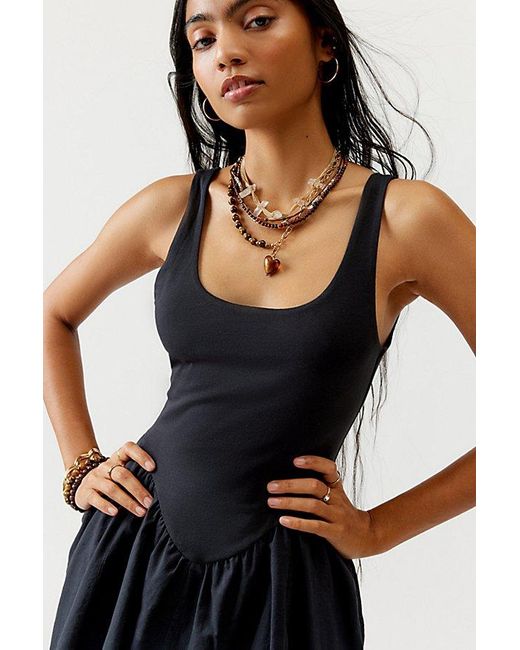 Urban Outfitters Black Uo Daphne Drop-Waist Mini Dress