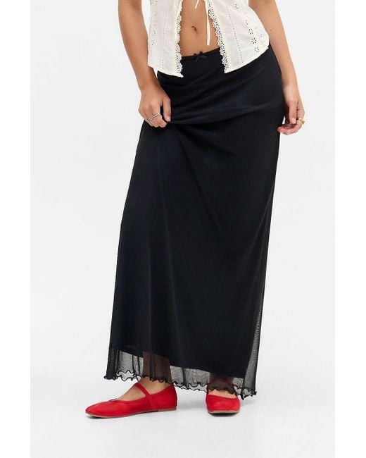 Urban Outfitters Black Uo Mesh Column Maxi Skirt