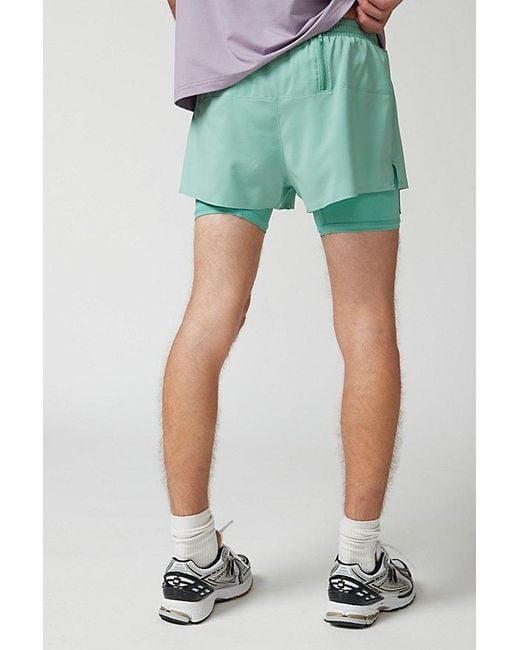 Without Walls Blue Double Layer Running Short for men
