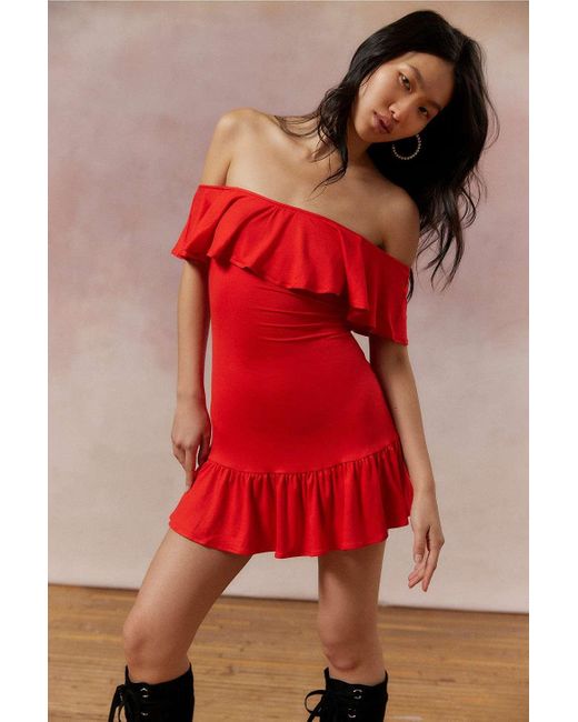 Kimchi Blue Red Harper Off-the-shoulder Mini Dress