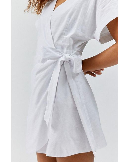 Glamorous White Mini Wrap Dress