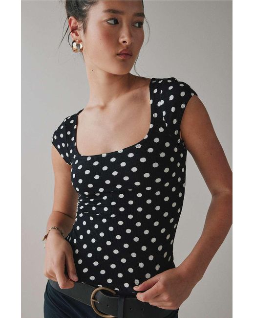 BDG Black Cap Sleeve Square Neck Top
