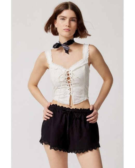 Urban Outfitters Black Uo Elodie Lace-trim Bloomer Short