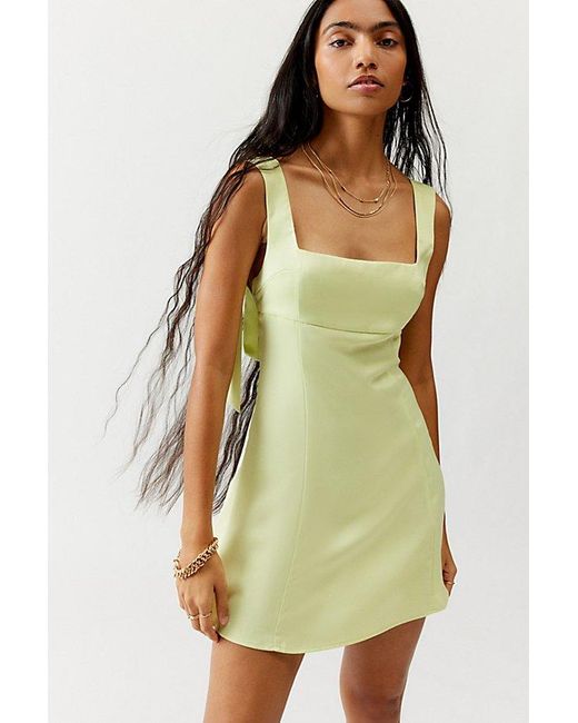 Urban Outfitters Green Uo Bri Double Bow Satin Mini Dress