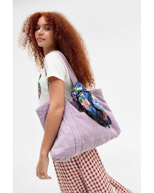 BDG Purple Tab Pocket Corduroy Tote Bag