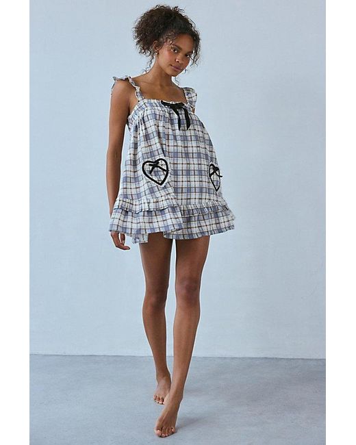 princess polly baby blue dress Navy Blue Gingham Dress - Side-Tie Dress - Gingham Mini Dress main image 1