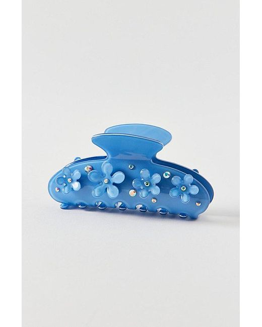 Urban Outfitters Black Rhinestone 3D Floral Claw Clip