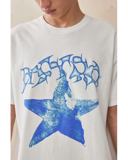 Urban Outfitters Blue Uo Ecru Indigo Star T-shirt for men