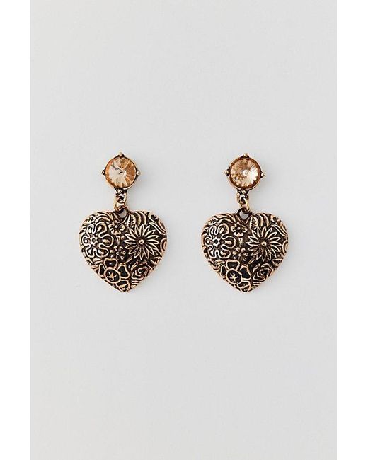 Urban Outfitters Brown Etched Heart Earring