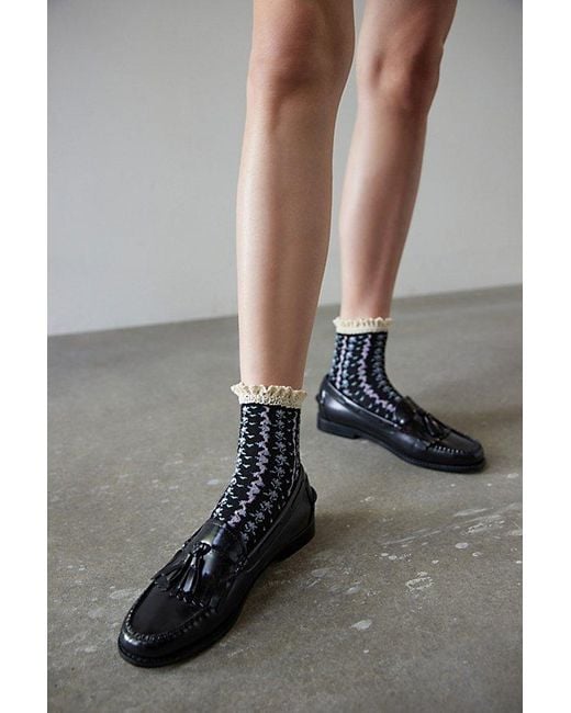 Urban Outfitters Black Ruffle Pointelle Crew Sock
