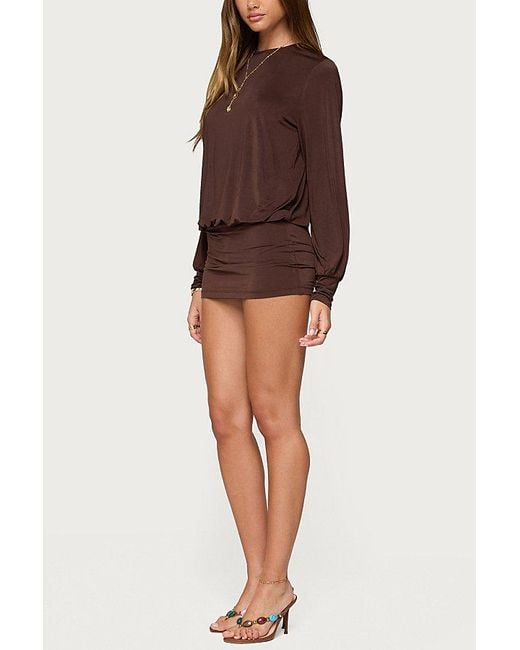 Edikted Brown Guilia Backless Long Sleeve Romper