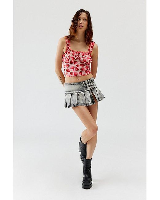Urban Renewal Red Remnants Strawberry Ruffle Cropped Tank Top