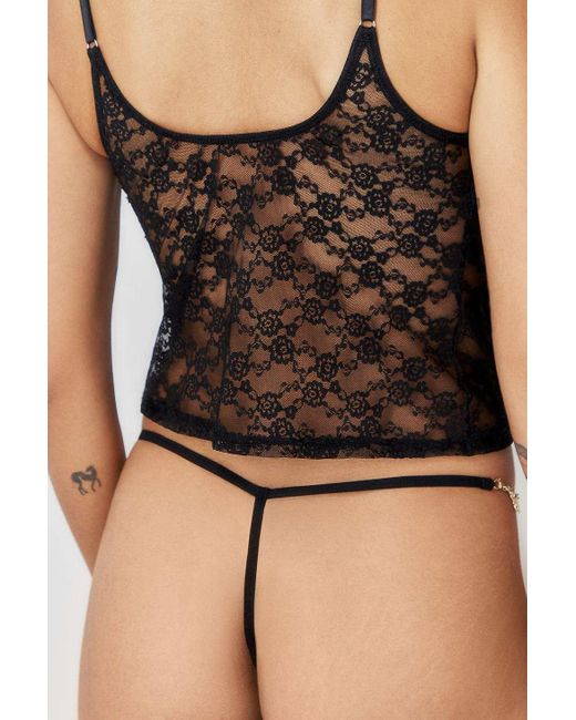Out From Under Black Chloe Butterfly Charm G-string