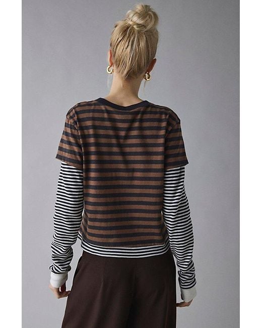 BDG Gray Tye Long Sleeve Layered Twofer Tee