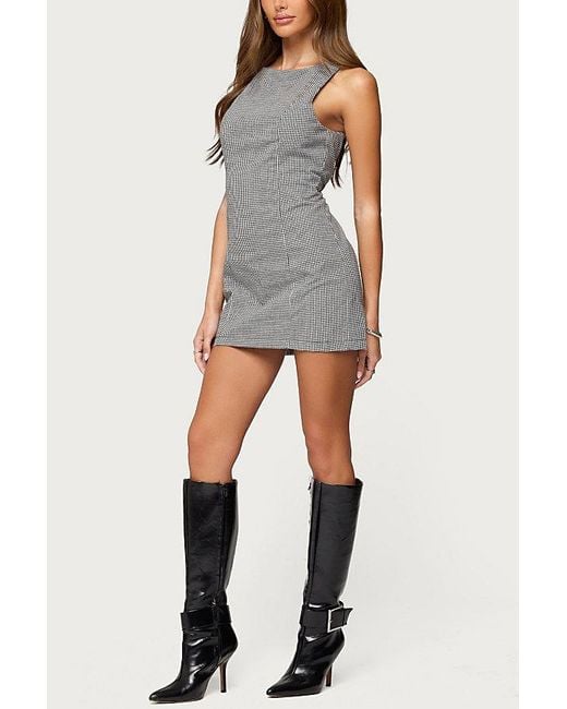 Edikted Gray Macee Gingham Romper