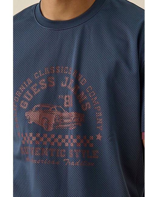 Guess Blue Double Layer Mesh Tee for men