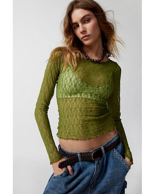 Out From Under Green Libby Sheer Long Sleeve Top