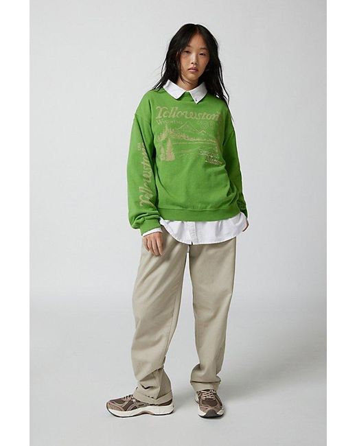 Urban Outfitters Green Yellowstone Embroidered Graphic Sweatshirt