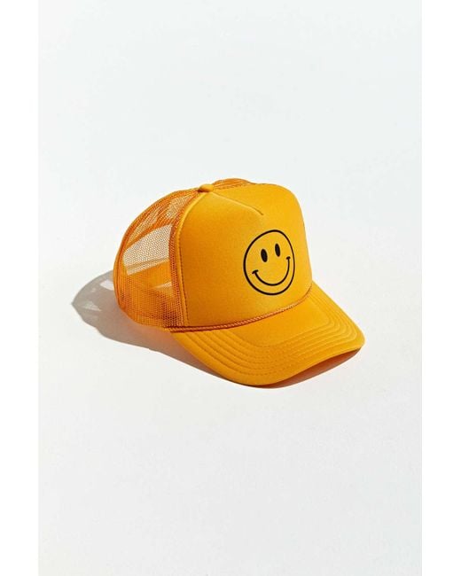 Urban Outfitters Yellow Smile Trucker Hat for men
