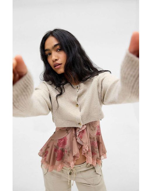 Urban Outfitters Gray Uo Micro Cardigan