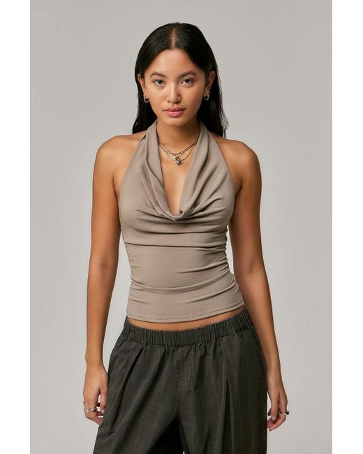 Silence + Noise Green Silence + Noise Coyote Cowl Halter Top