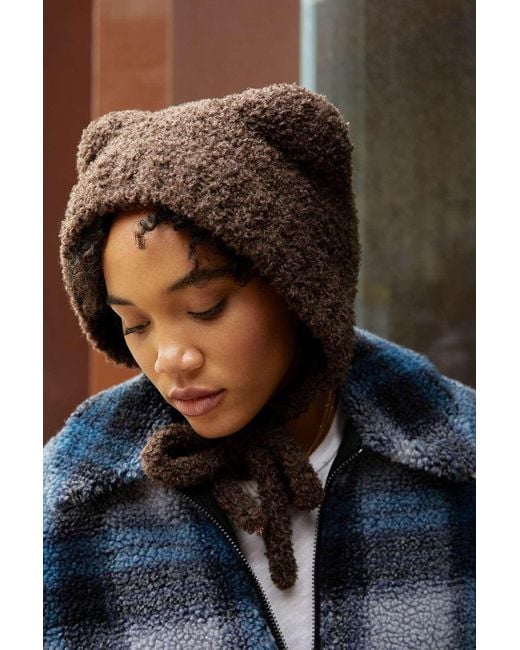 Urban Outfitters Brown Uo Teddy Bonnet