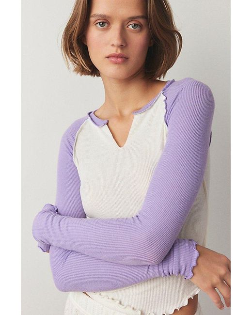 Out From Under Purple Baseball Notch Neck Layering Tee