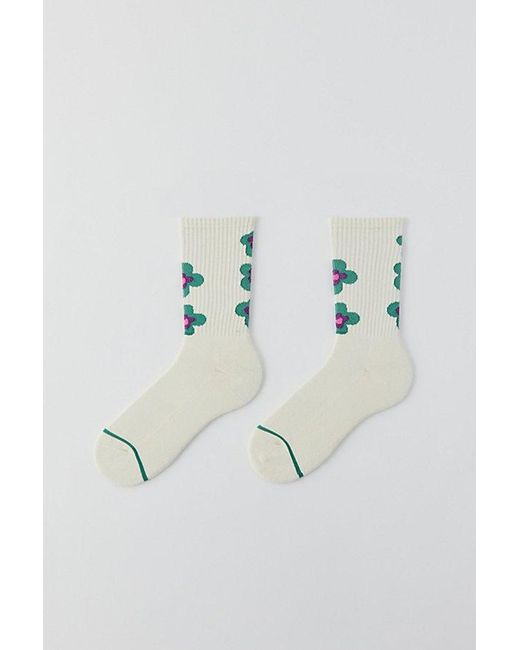 Urban Outfitters Blue Stacked Flowers Crew Sock for men