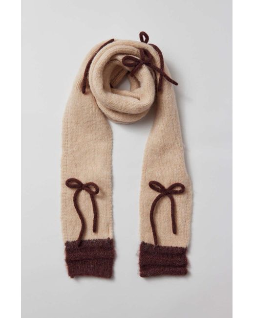 Urban Outfitters Natural Gretch Bow Scarf