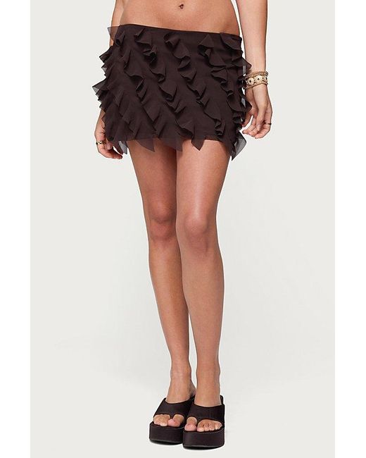 Edikted Black Clare Chiffon Ruffled Mini Skirt