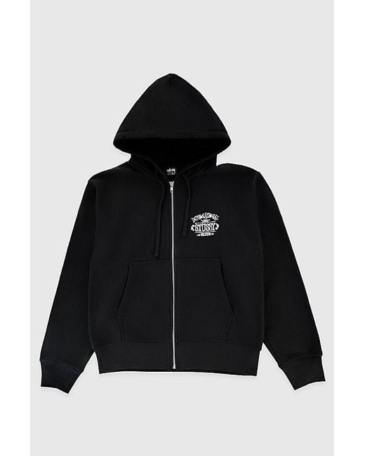 Stussy Black Worldwide Zip Hoodie for men