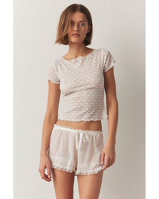 Out From Under White Libby Sheer Lace Tee