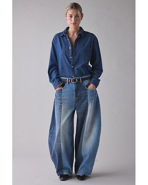 BDG Blue Oversized Cocoon Spliced Patchwork Jean