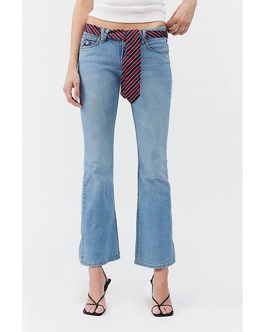 Urban Renewal Blue Vintage Y2K Flare Denim Jean With Tie Belt