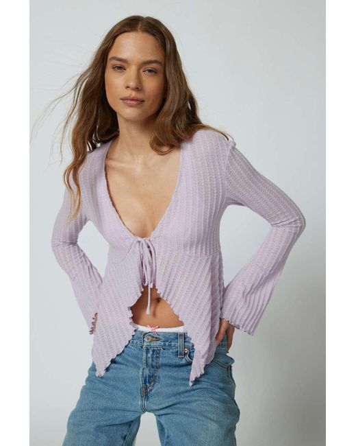 Out From Under Purple Lexi Flyaway Top In Lavender,at Urban Outfitters