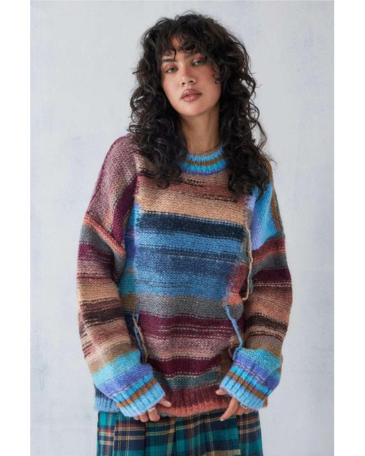 Urban Outfitters Blue Uo Space-dye Undone Thread Jumper