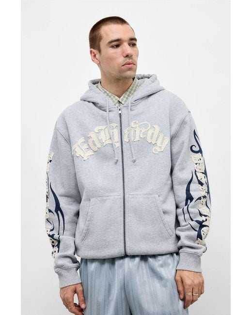 Ed Hardy Gray Grey Marl Appliqué Tattoo Hoodie for men